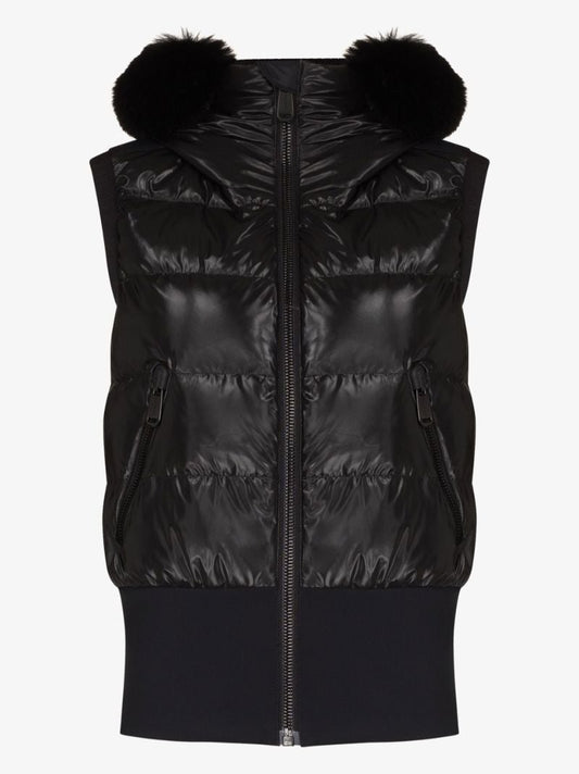 Black Shine Faux Fur Ski Gilet