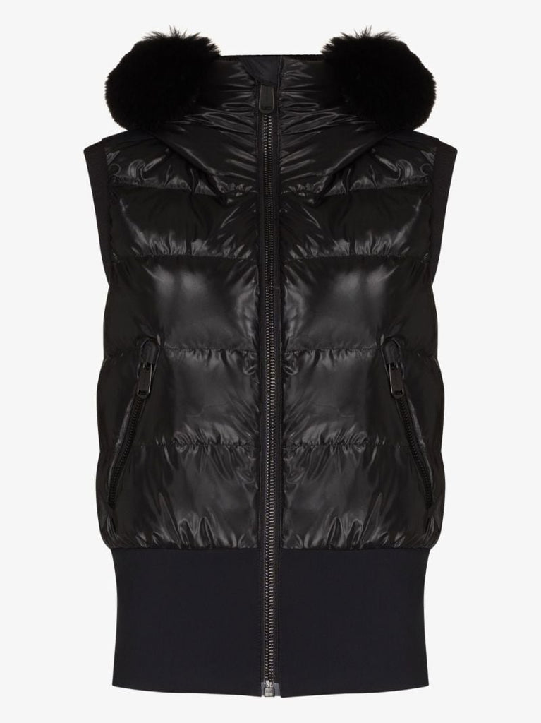 Black Shine Faux Fur Ski Gilet
