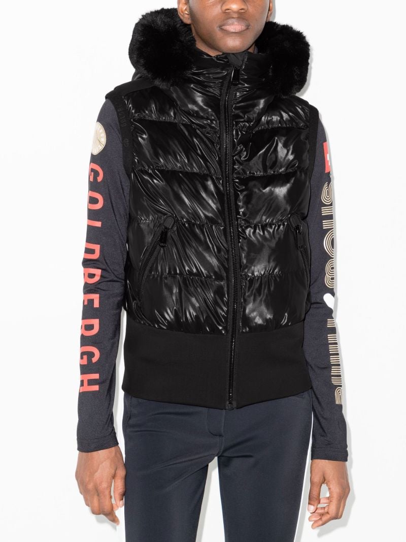 Black Shine Faux Fur Ski Gilet