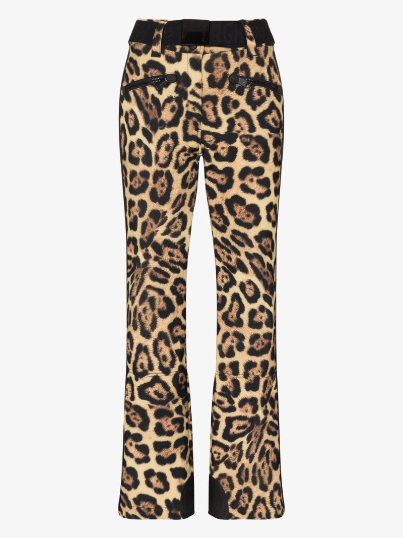 Brown Jaguar Print Flared Ski Trousers