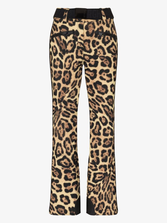Brown Jaguar Print Flared Ski Trousers