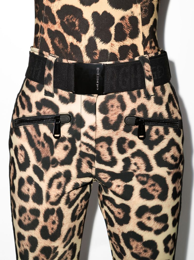 Brown Jaguar Print Flared Ski Trousers