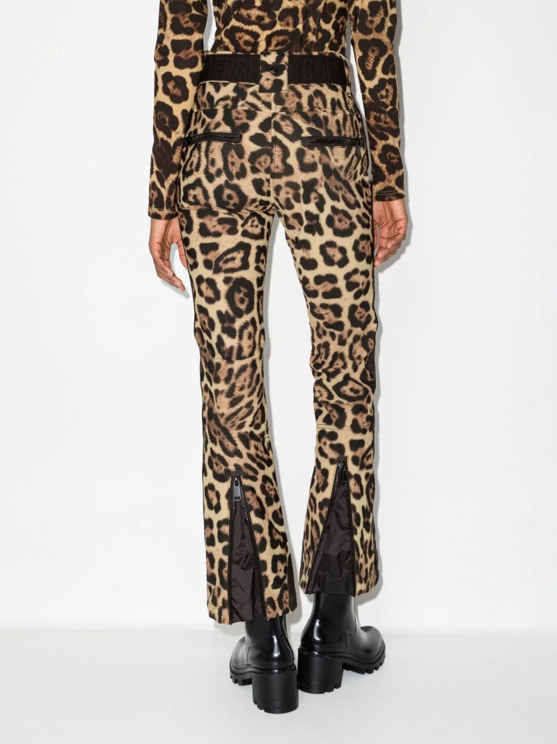 Brown Jaguar Print Flared Ski Trousers