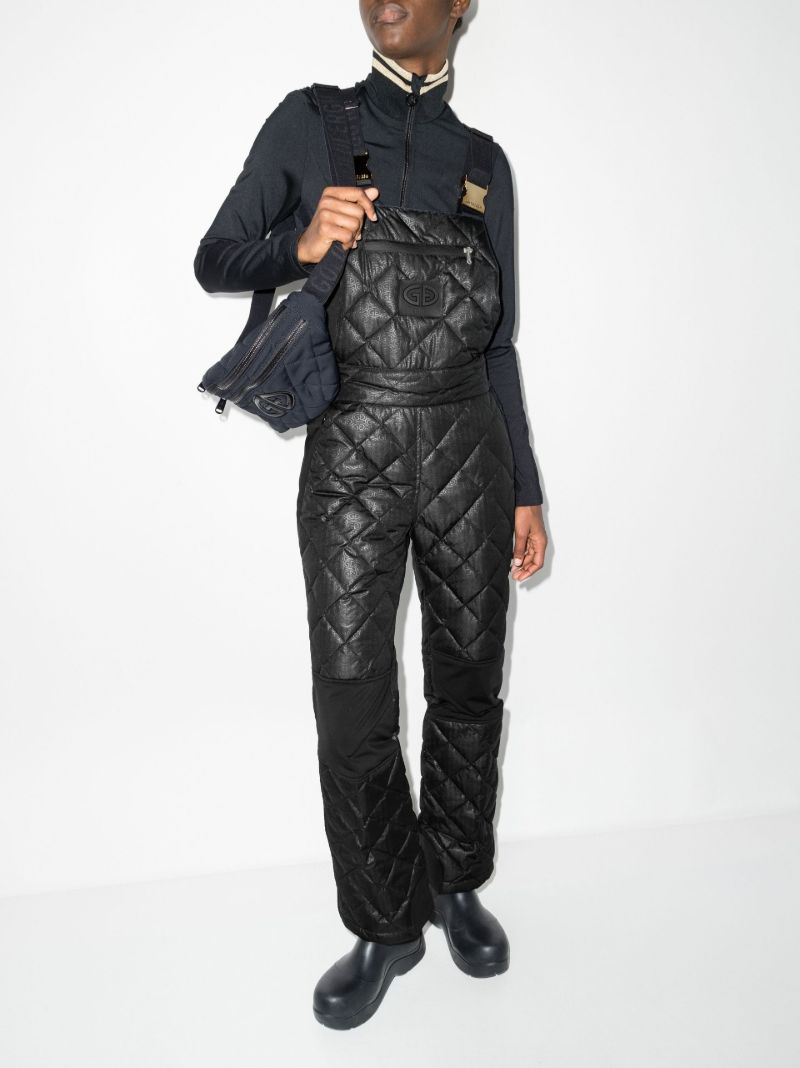 Black Kaya Quilted Ski Salopettes
