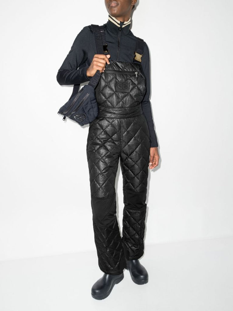 Black Kaya Quilted Ski Salopettes