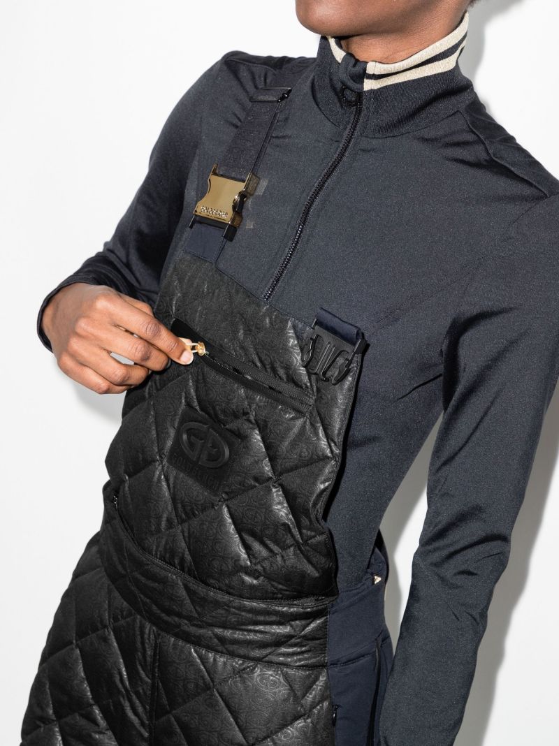 Black Kaya Quilted Ski Salopettes