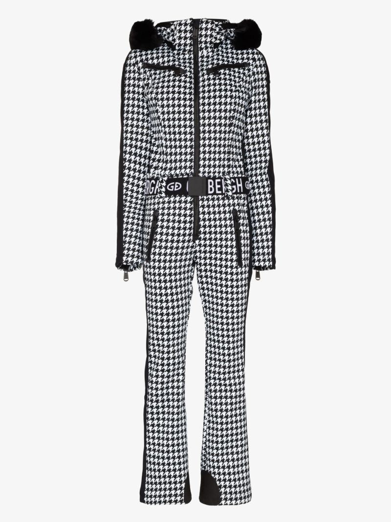 Black France Houndstooth Ski Suit