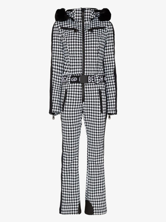 Black France Houndstooth Ski Suit