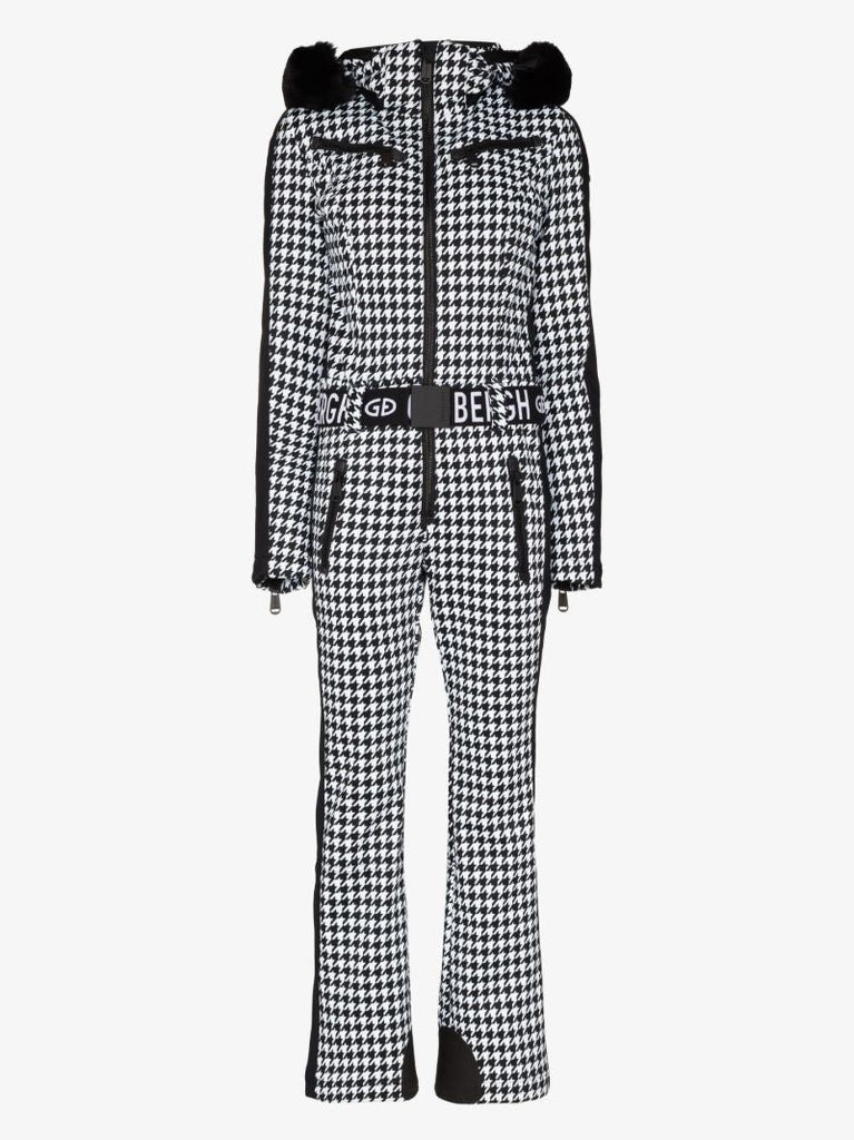 Black France Houndstooth Ski Suit