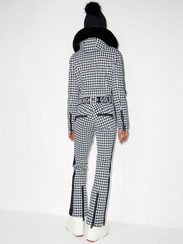 Black France Houndstooth Ski Suit