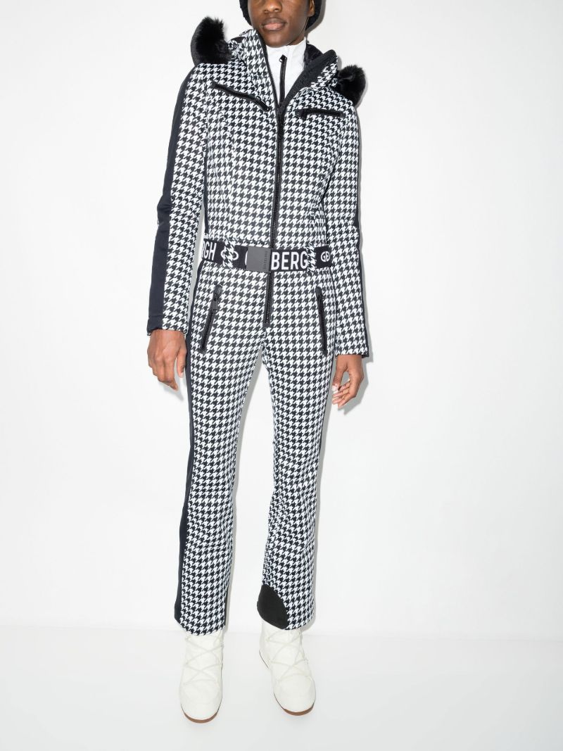 Black France Houndstooth Ski Suit