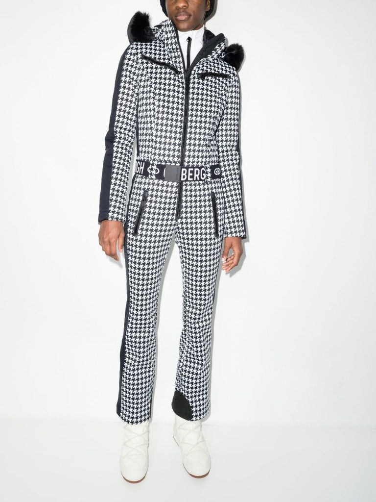 Black France Houndstooth Ski Suit