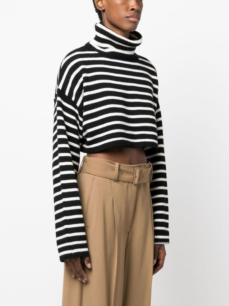 Black Athina Cropped Striped Sweater