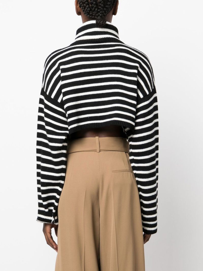 Black Athina Cropped Striped Sweater