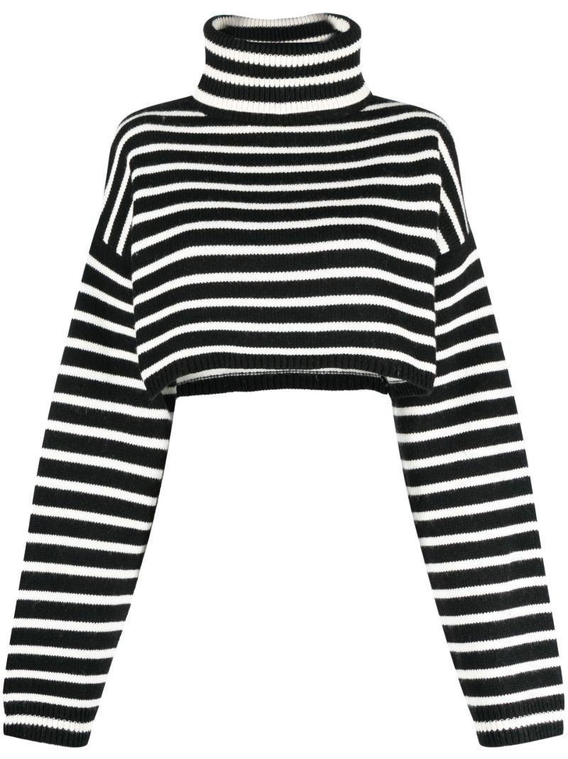 Black Athina Cropped Striped Sweater