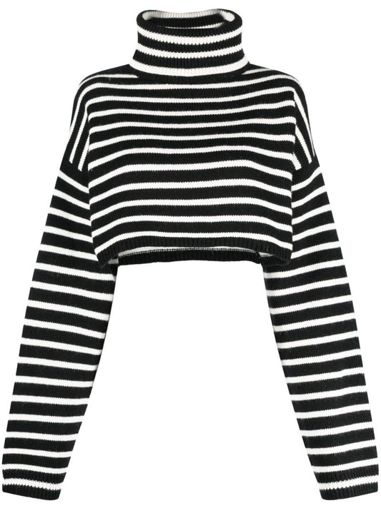 Black Athina Cropped Striped Sweater