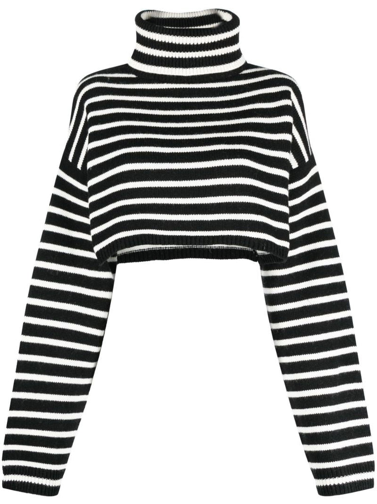 Black Athina Cropped Striped Sweater