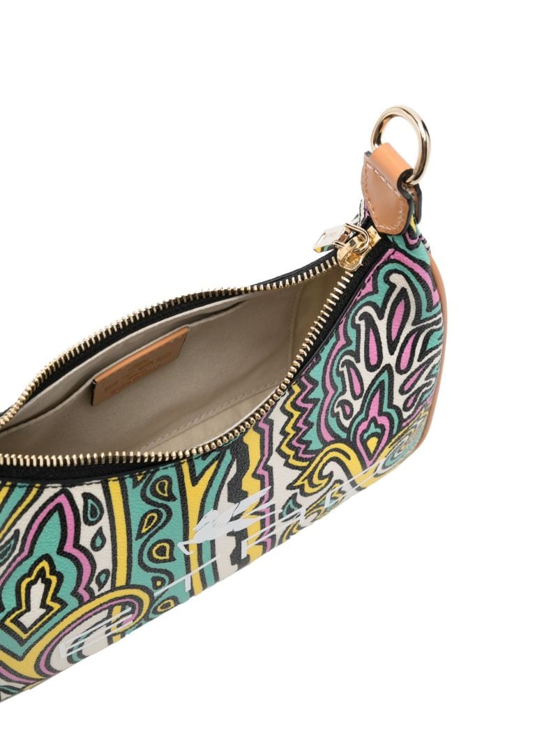 Green Paisley Print Leather Shoulder Bag