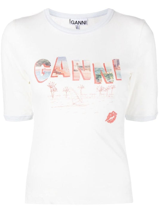 White Logo Print Organic Cotton T-shirt