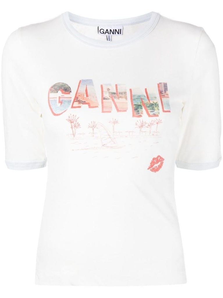 White Logo Print Organic Cotton T-shirt