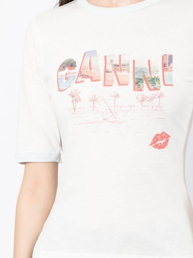 White Logo Print Organic Cotton T-shirt