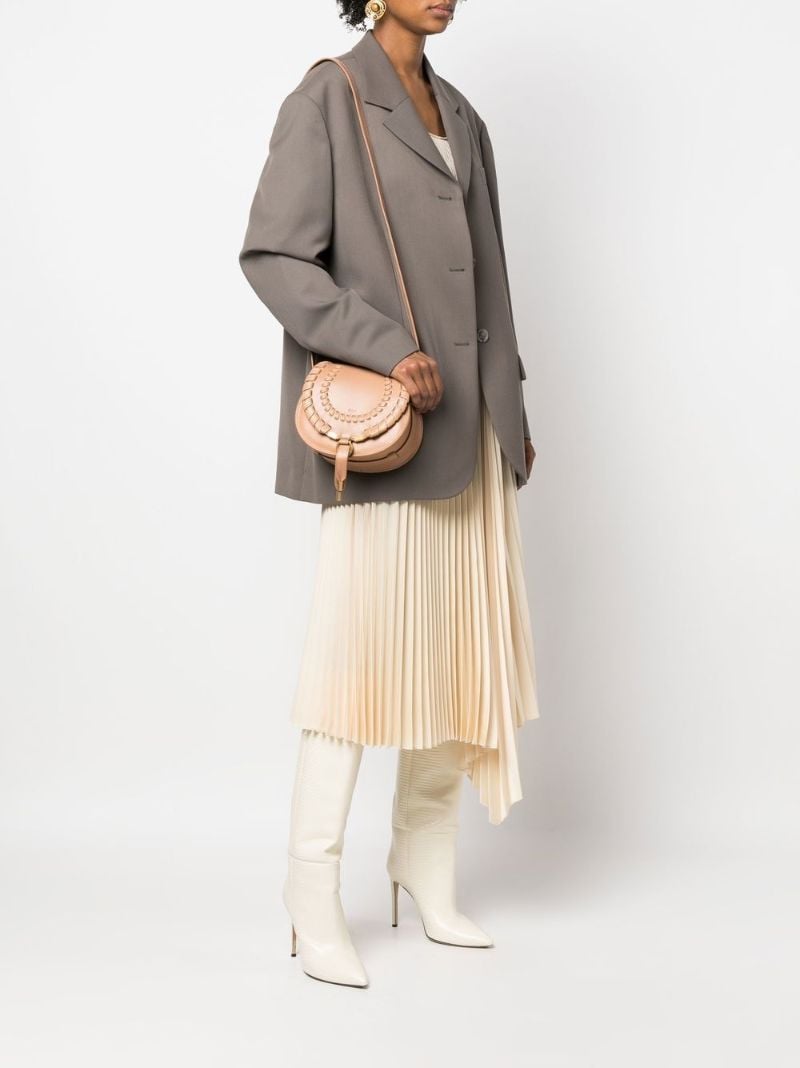 Brown Marcie Whipstitch Small Leather Cross Body Bag