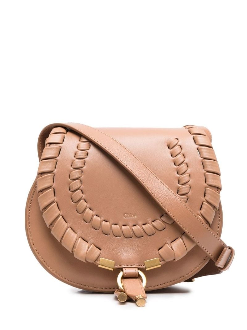 Brown Marcie Whipstitch Small Leather Cross Body Bag
