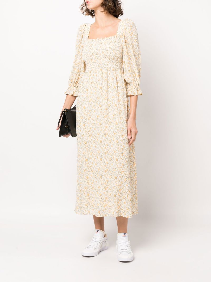 Neutral Fable Floral Print Dress