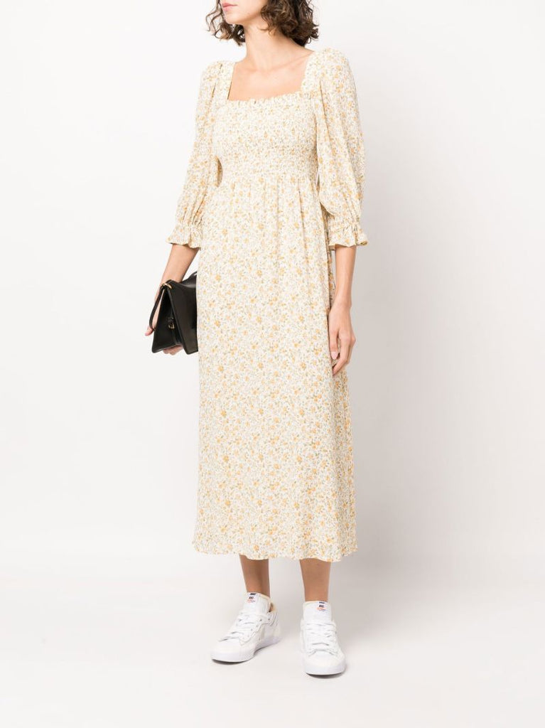 Neutral Fable Floral Print Dress