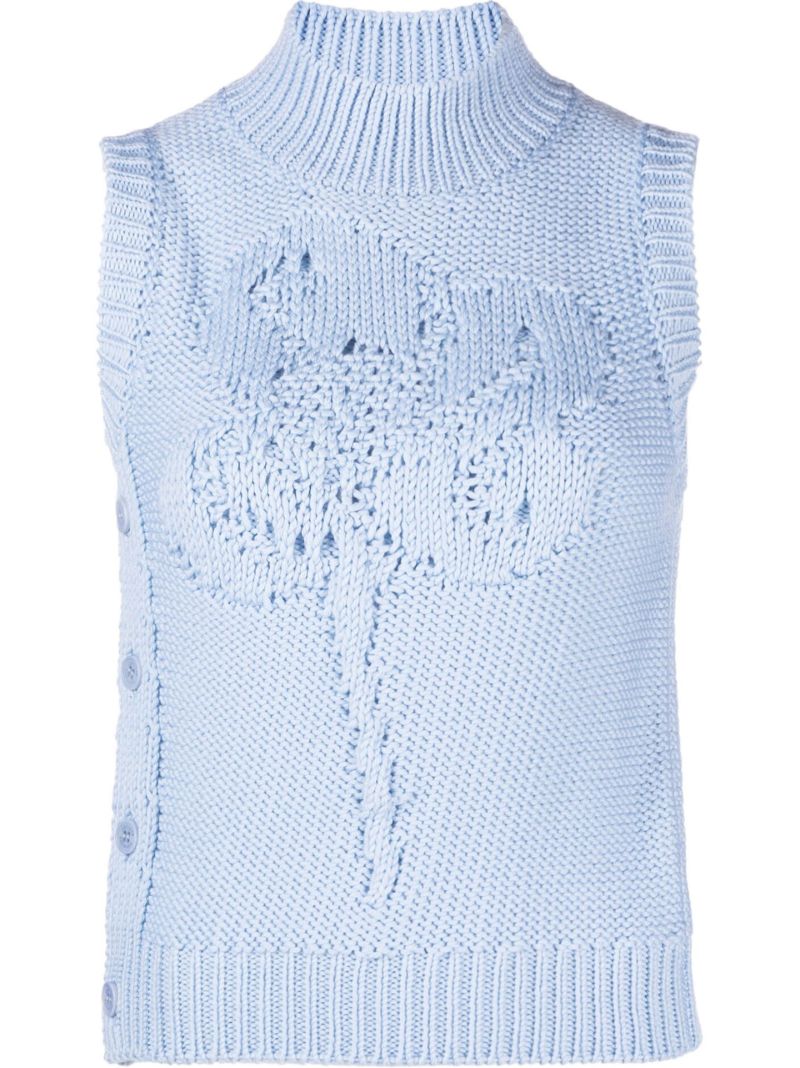 Blue Irina Floral Wool Vest