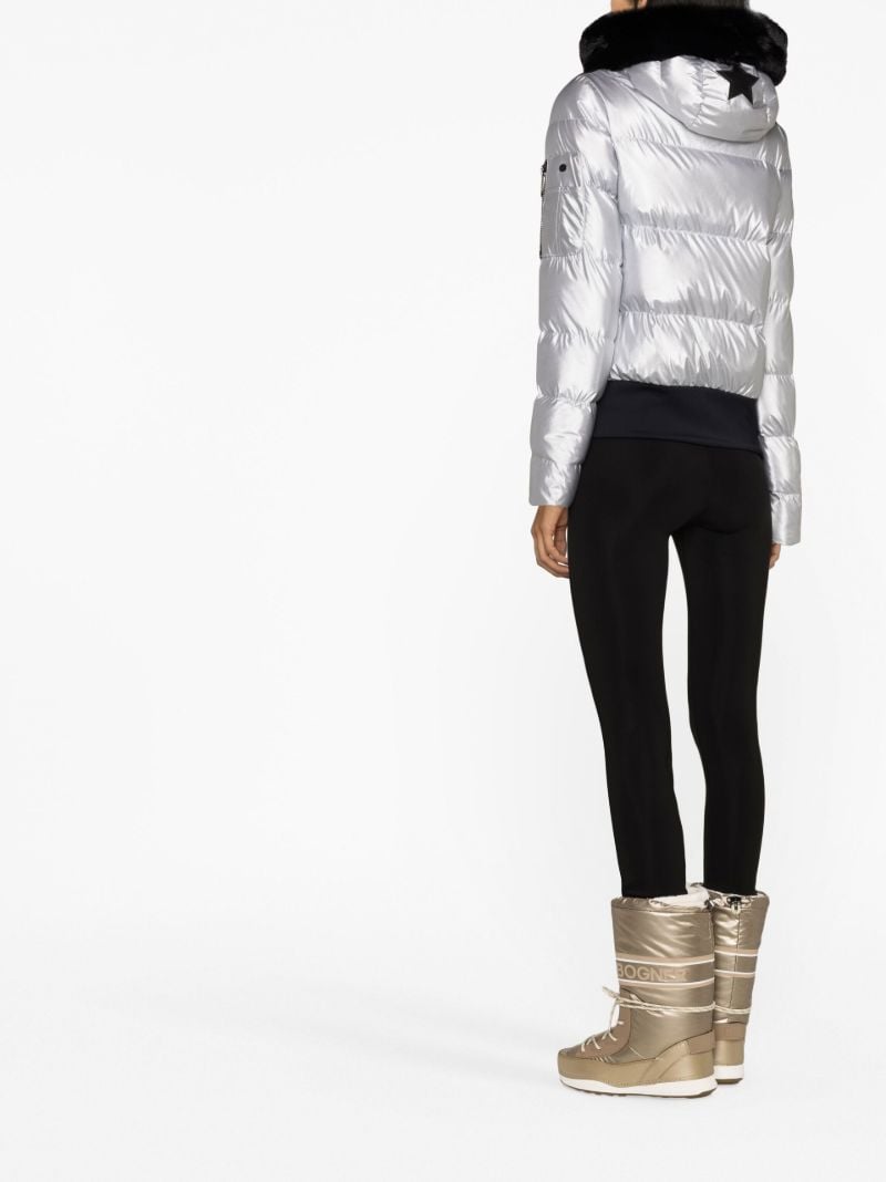 Silver Bombardino Hooded Quilted Ski Jacket