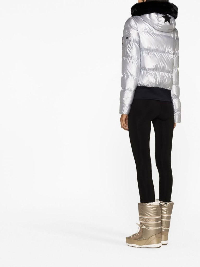 Silver Bombardino Hooded Quilted Ski Jacket
