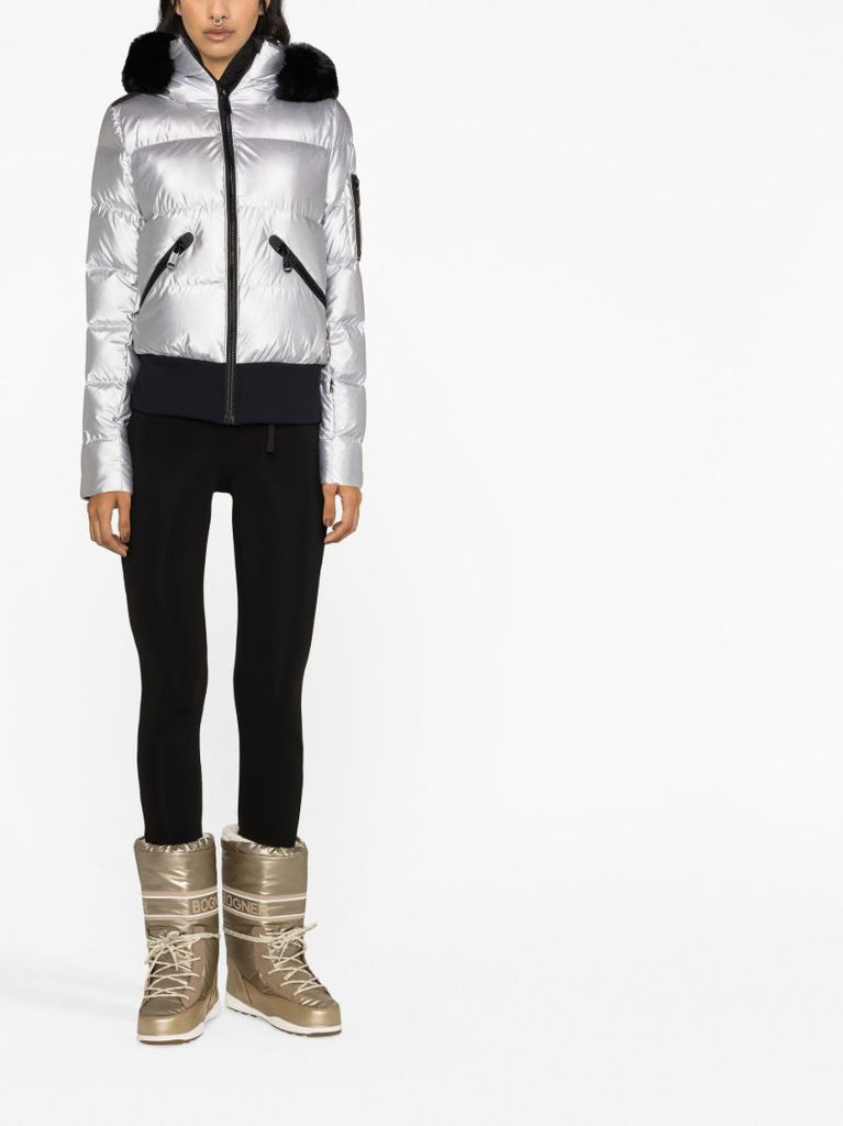 Silver Bombardino Hooded Quilted Ski Jacket
