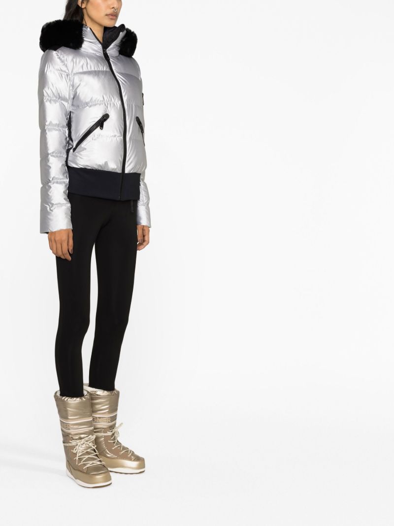 Silver Bombardino Hooded Quilted Ski Jacket