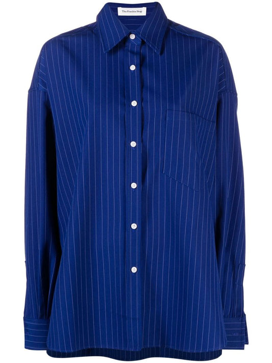 Blue Georgia Oversized Pinstripe Shirt