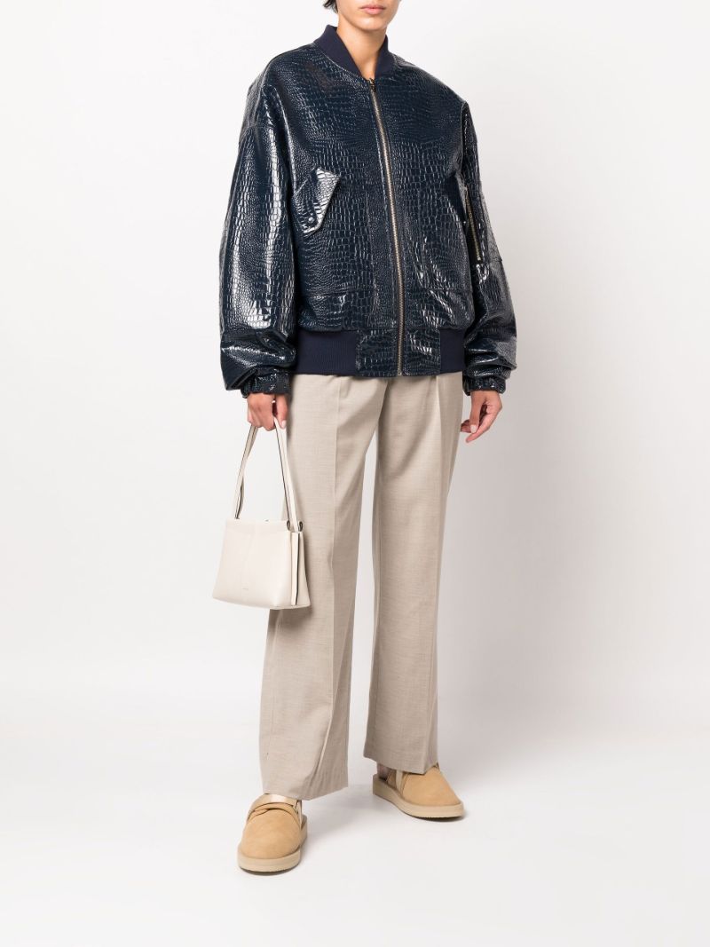 Blue Hane Mock Croc Bomber Jacket
