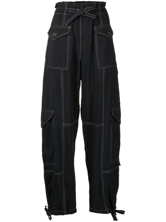 Black Paperbag Waist Cargo Trousers
