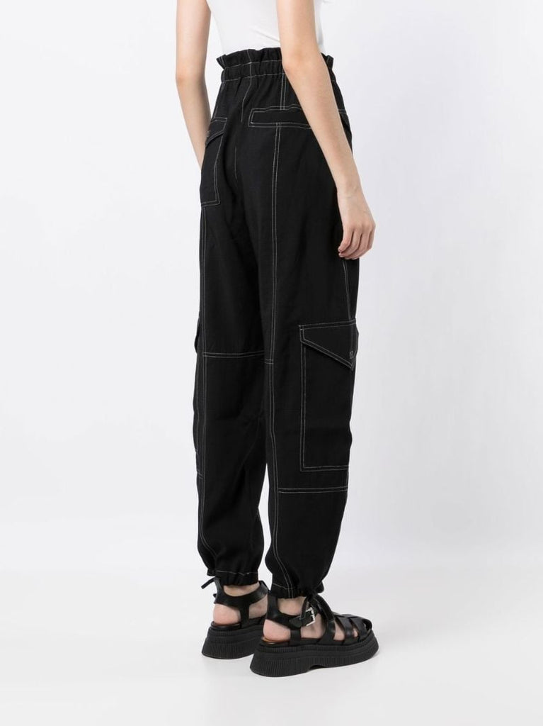 Black Paperbag Waist Cargo Trousers