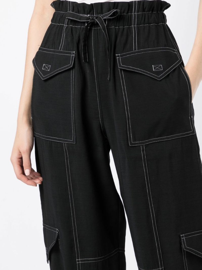 Black Paperbag Waist Cargo Trousers