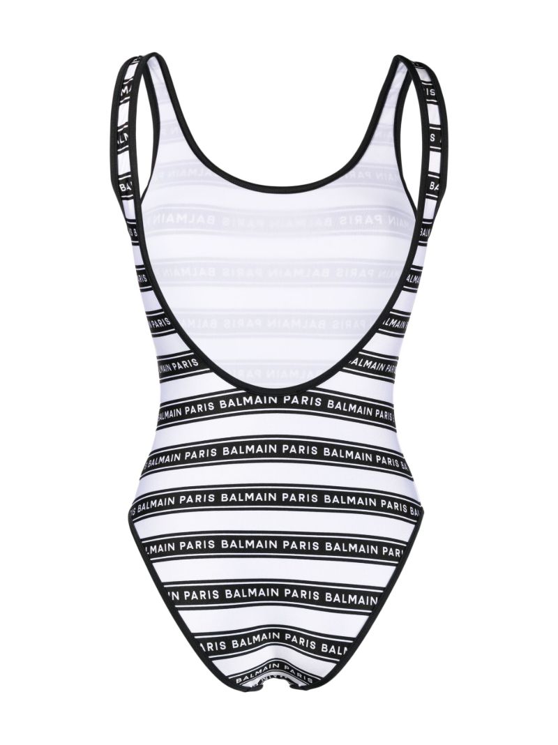 Monochrome Logo Striped Swimsuit