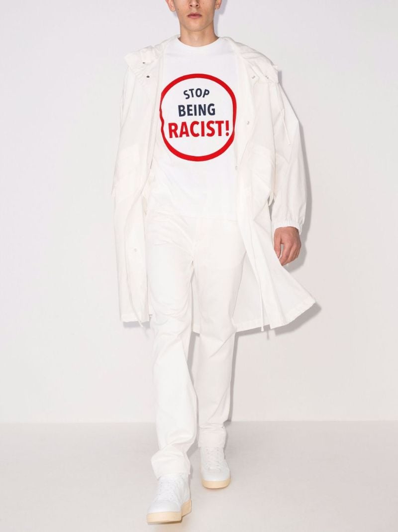 Stop Being Racist Print Cotton T-shirt