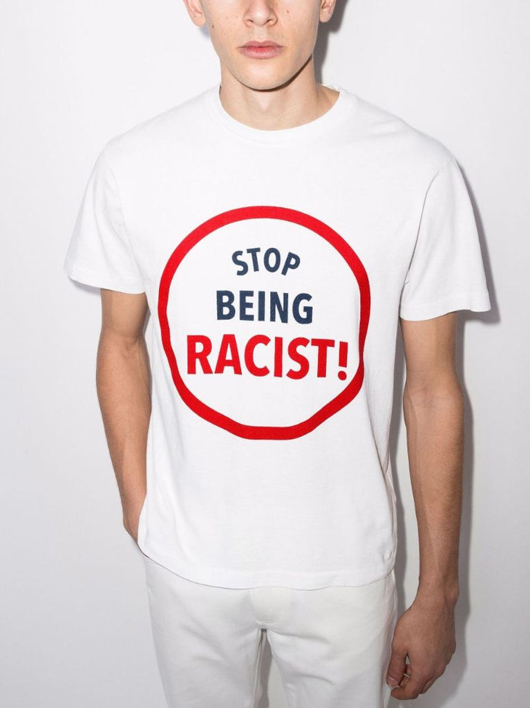 Stop Being Racist Print Cotton T-shirt