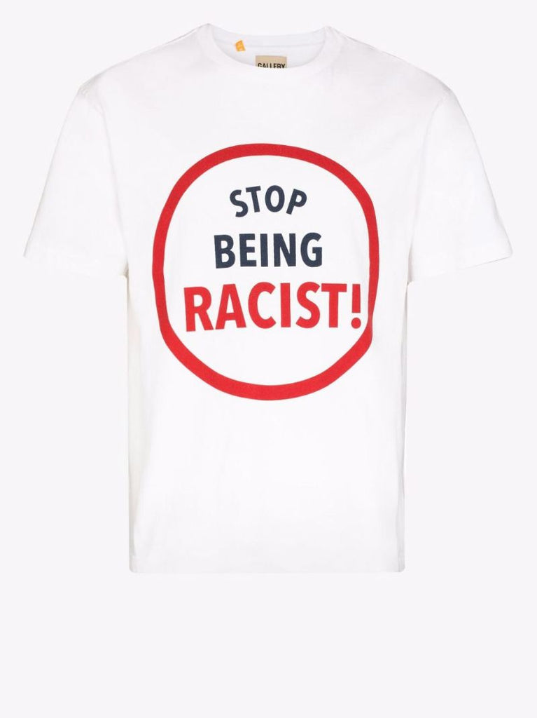 Stop Being Racist Print Cotton T-shirt