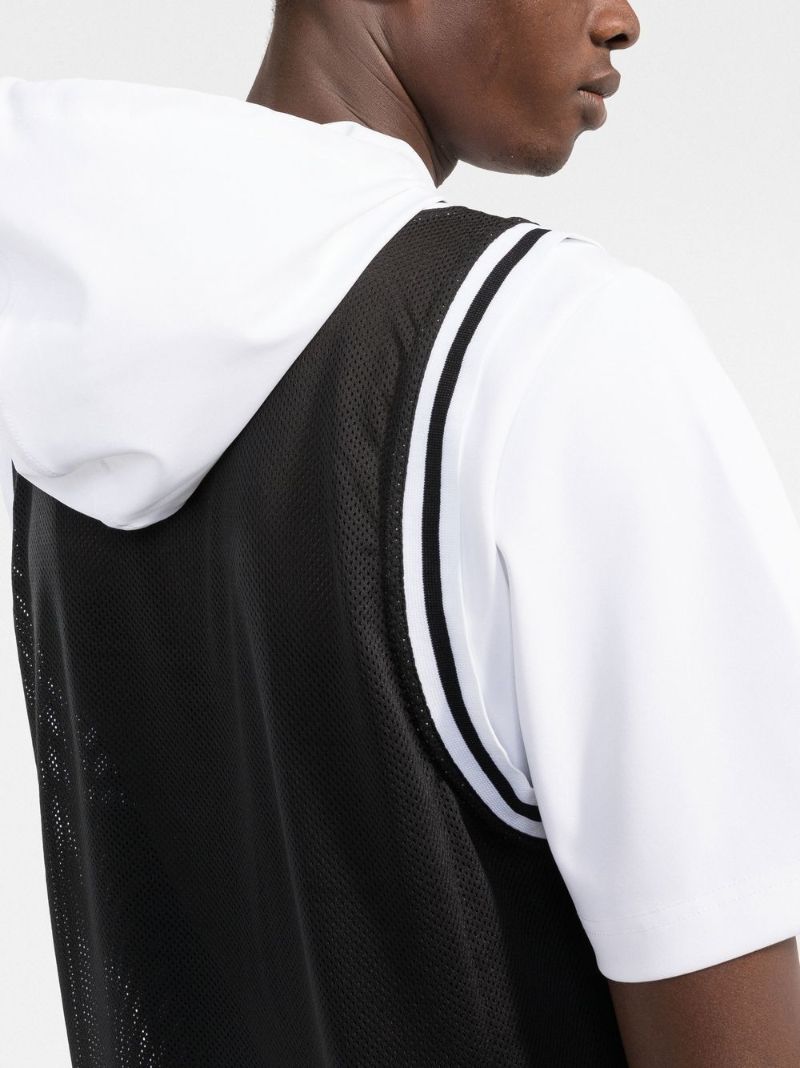 Black Logo Embroidered Hooded T-shirt