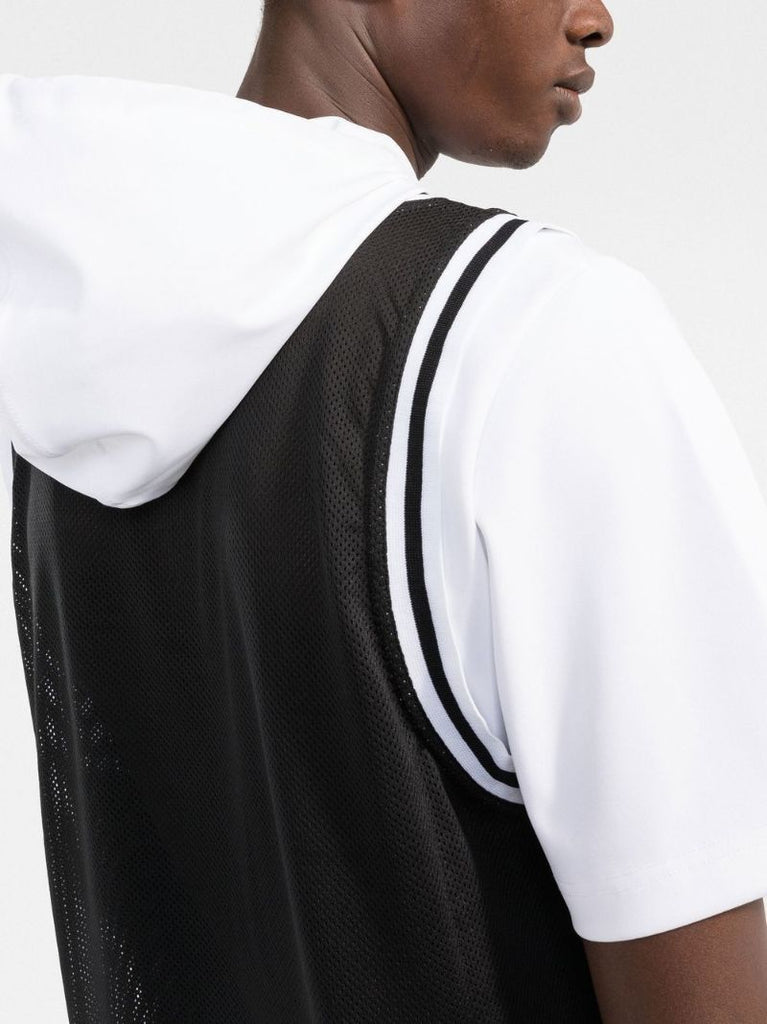 Black Logo Embroidered Hooded T-shirt