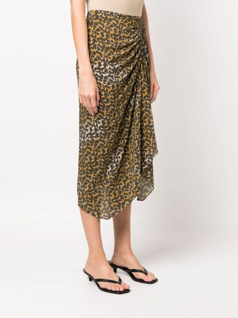 Orange Azaria Printed Midi Skirt
