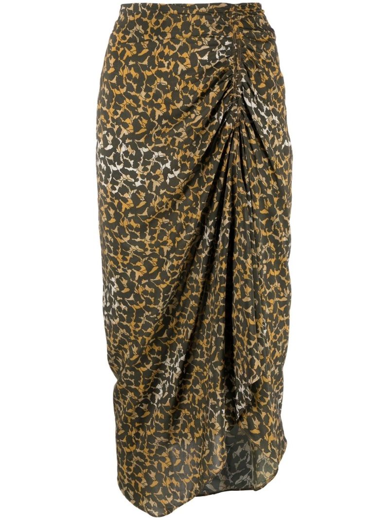 Orange Azaria Printed Midi Skirt