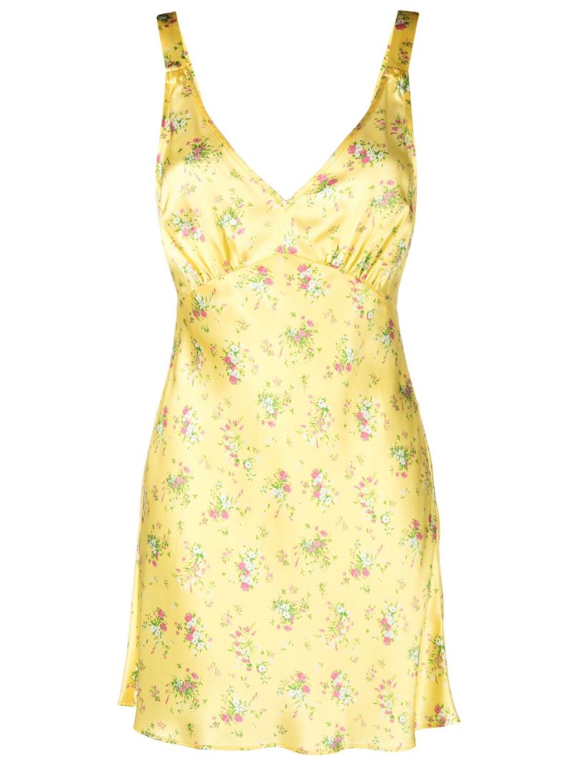 Yellow Ellery Floral Print Silk Mini Dress