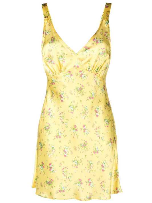 Yellow Ellery Floral Print Silk Mini Dress
