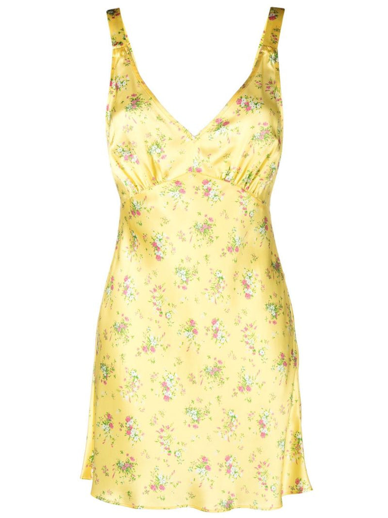 Yellow Ellery Floral Print Silk Mini Dress